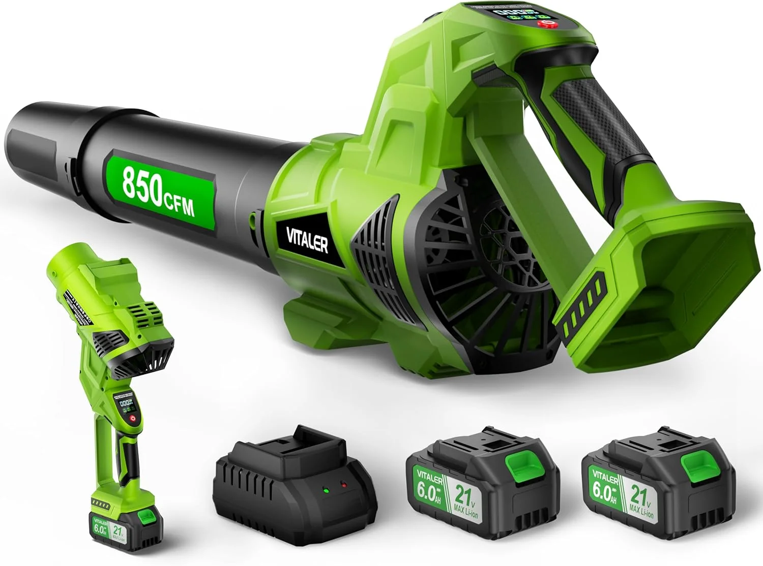 Blower Cordless, Brushless Blower 850 CFM 250 MPH with 2 Batteries - For Yard Cleanup - Image 2