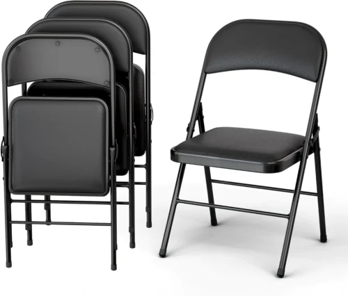 Modern Space 10 Pack Foldable Plastic Chair, Folding & Stackable, 350 lbs Capacity Steel Frame Seats for Indoor