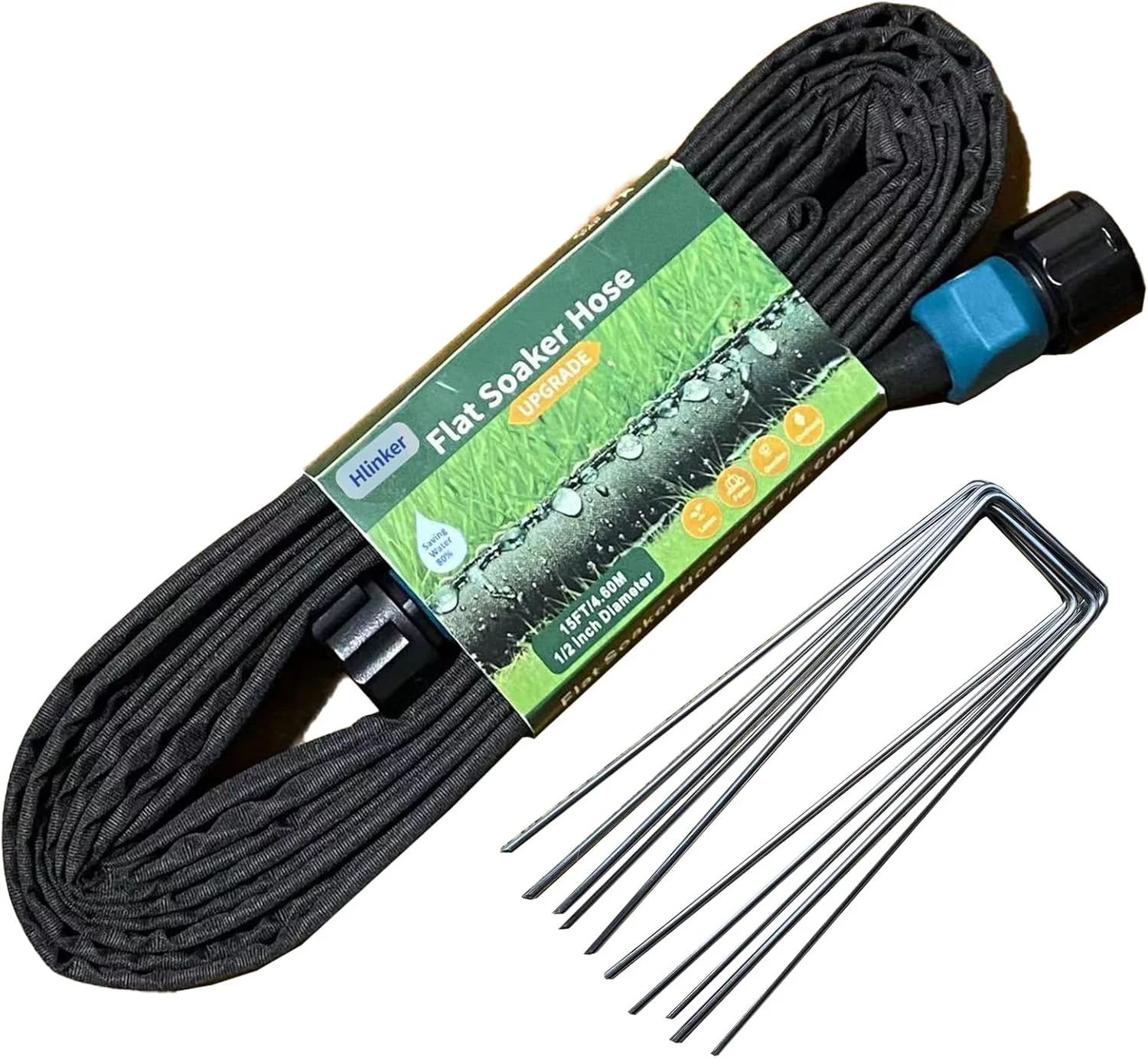 2026 Flat Soaker Hose 200 ft (50ft 4Packs) with Stake for Garden, Linkable Drip Hose Diy Automates Garden - Image 4