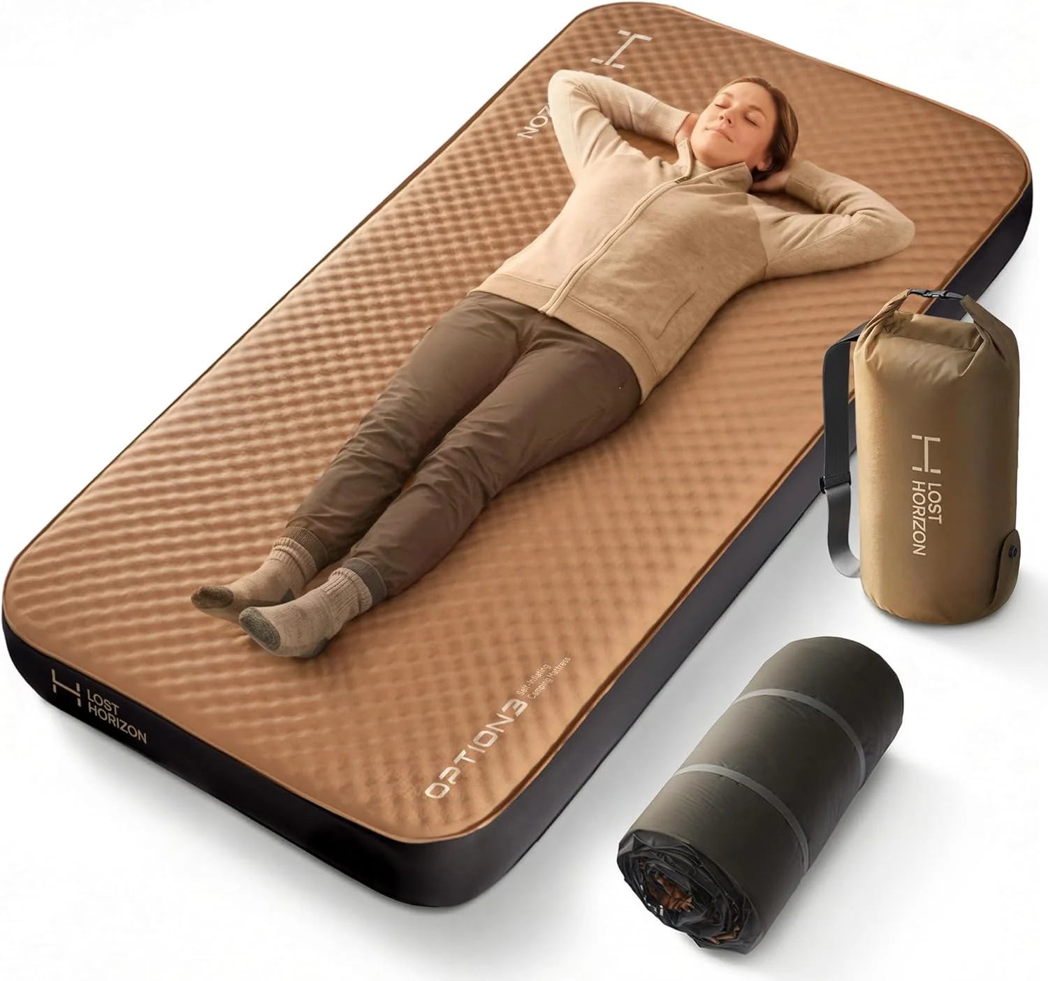Horizon Air & Foam Camping Mattress, Self-Inflating Sleeping Pad, 4.5 Thick, with Pump Sack, R13 Insulation - Image 3