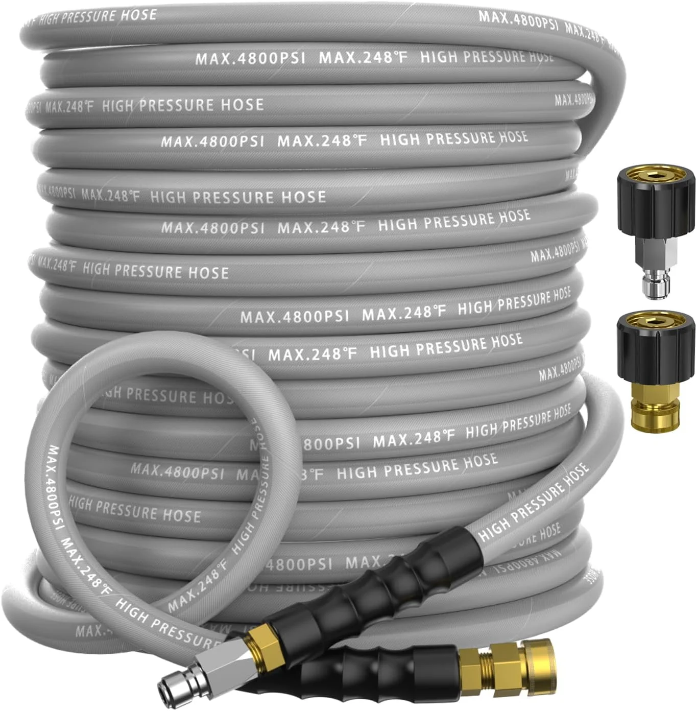 3/8 Pressure Washer Hose 50FT 4800 PSI, Kink Resistant Steel Braided Layer & NonMarking Rubber for Hot/Cold - Image 2