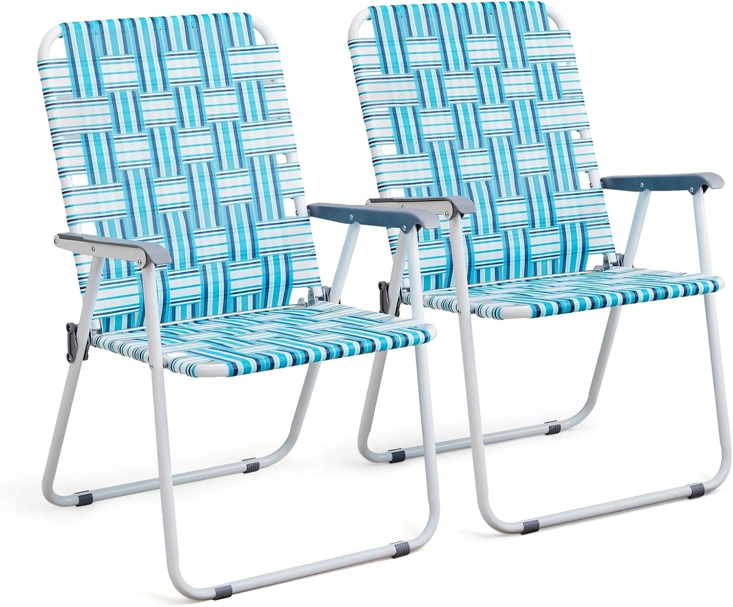 Patio Lawn Webbed Folding Chairs Set of 2, Outdoor Beach Portable Lawn Chair Camping Chair Beach Chair for Yard - Image 2