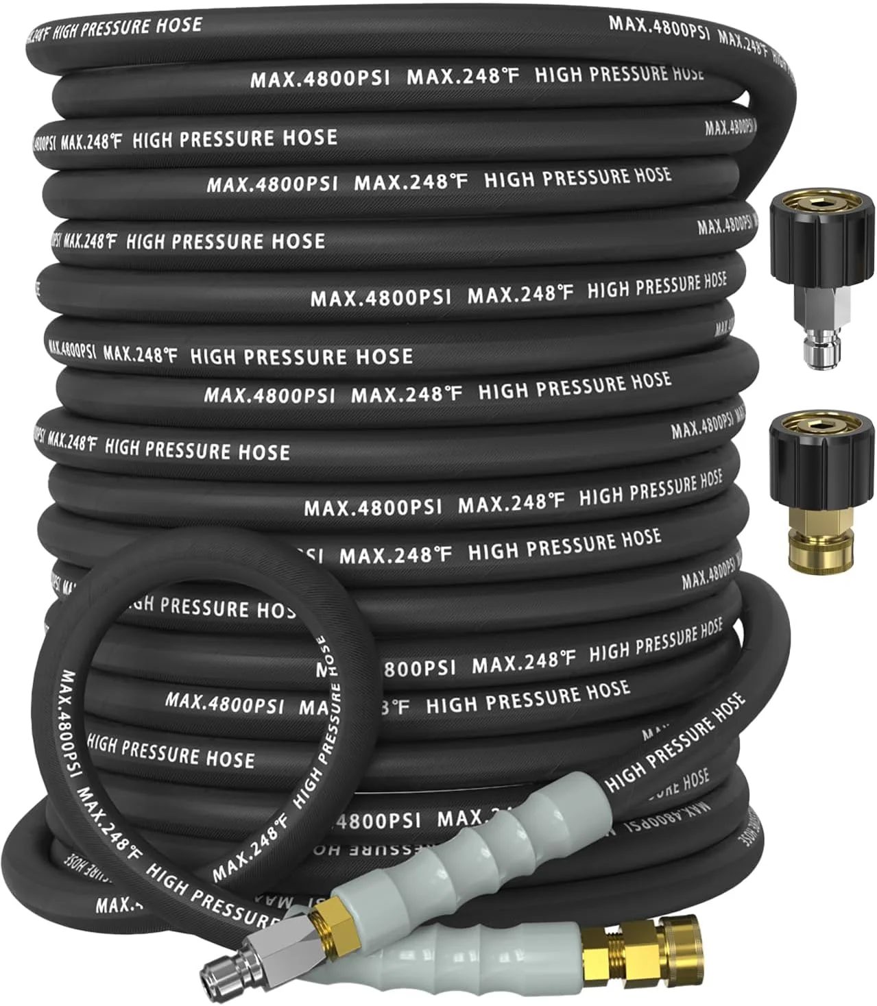 3/8 Pressure Washer Hose 50FT 4800 PSI, Kink Resistant Steel Braided Layer & NonMarking Rubber for Hot/Cold - Image 6