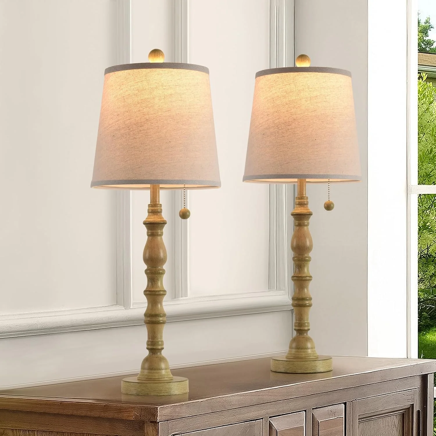 Modern Farmhouse Table Lamp Bedside Reading Lamps Living Room End Tables Set Lamps for Night Stands Bedroom - Image 8