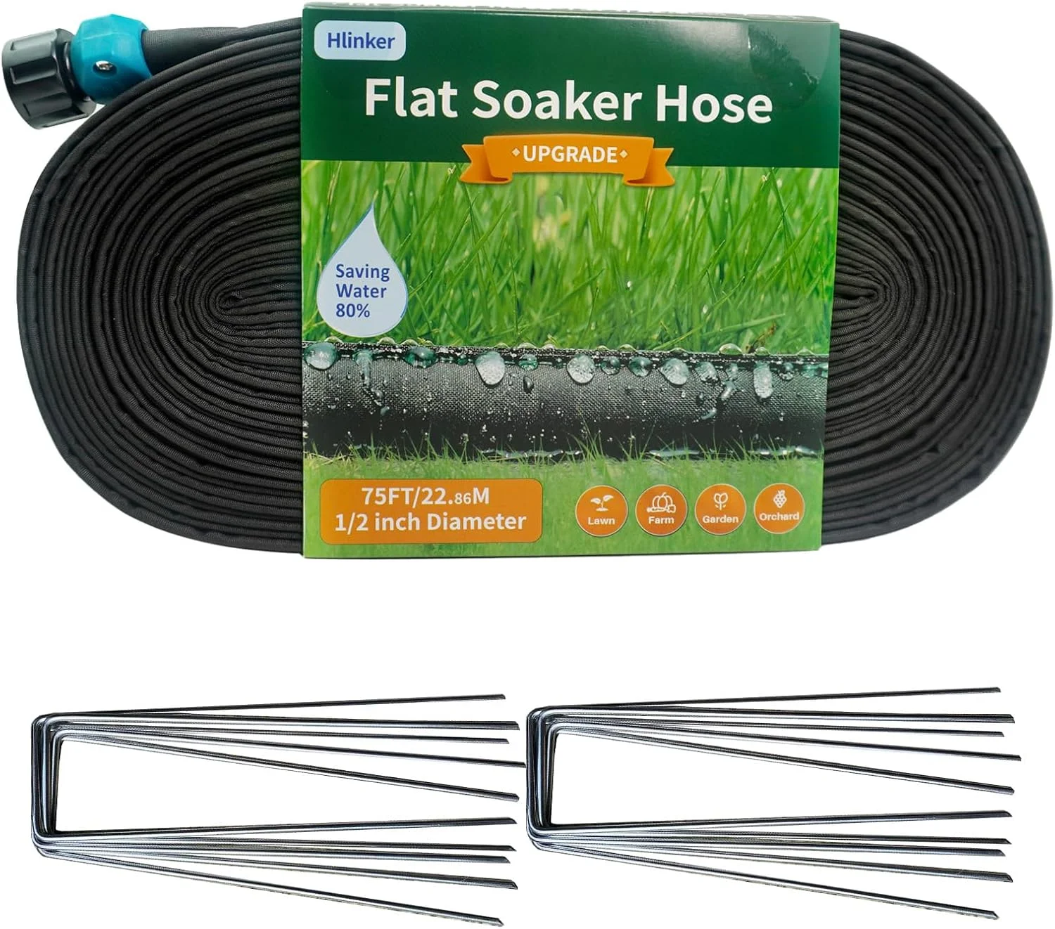 2026 Flat Soaker Hose 200 ft (50ft 4Packs) with Stake for Garden, Linkable Drip Hose Diy Automates Garden - Image 5