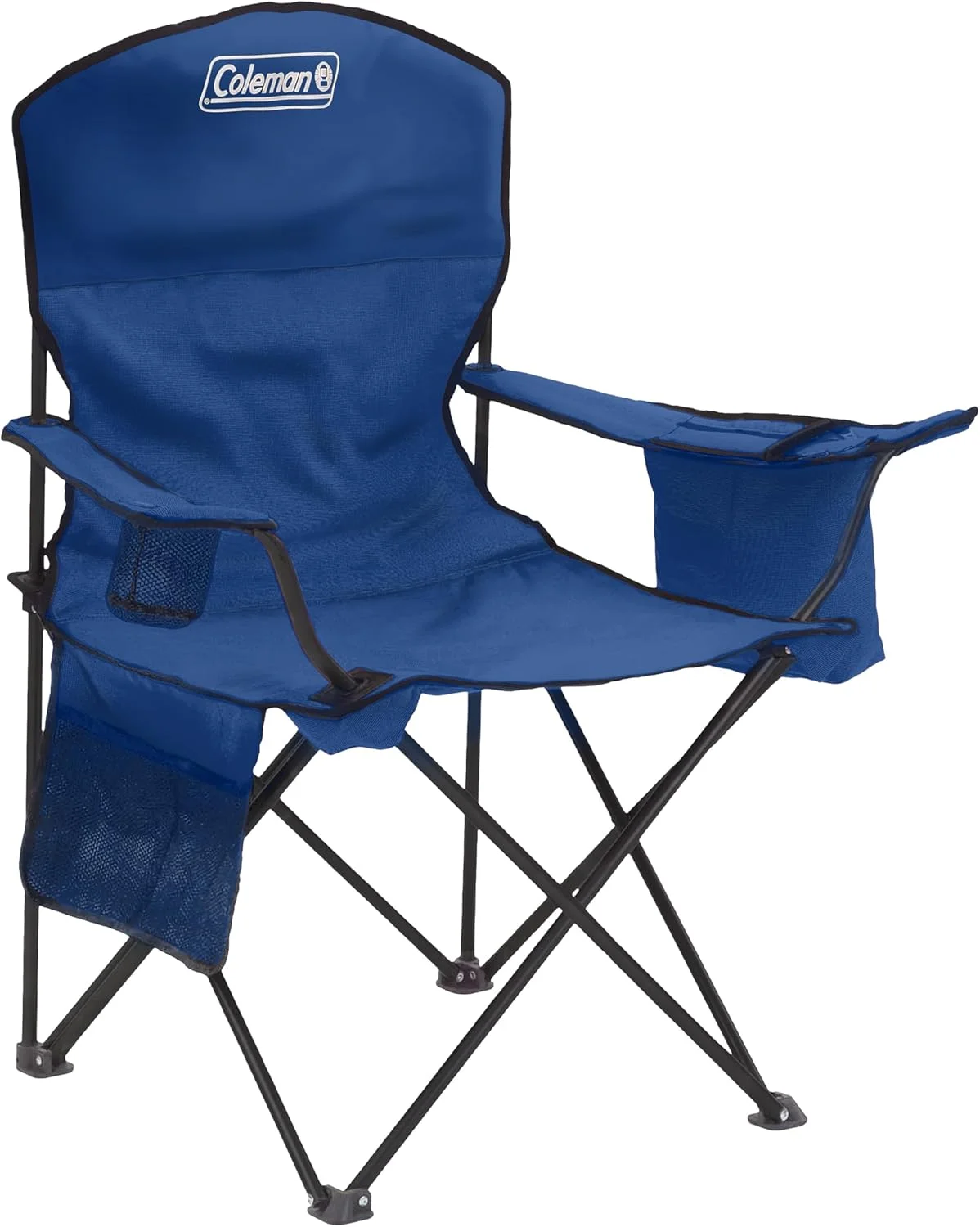 Portable Camping Chair with 4-Can Cooler, Cushioned Seat & Back with Side Pockets & Cup Holder - Image 2
