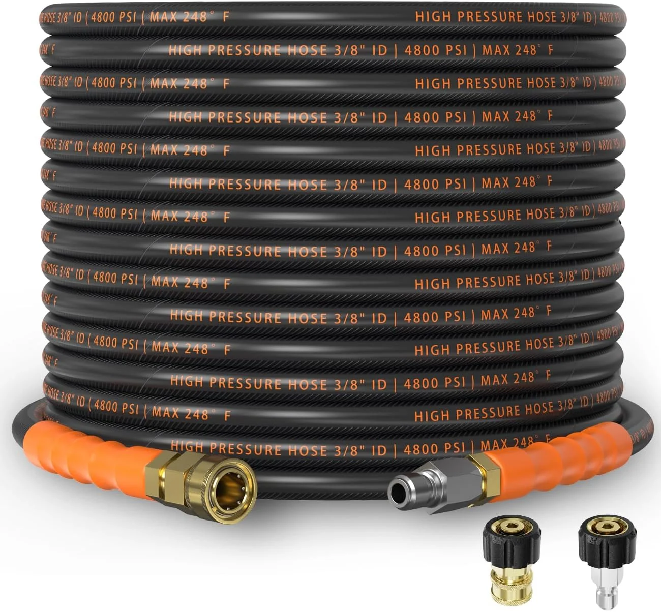 3/8 ID Pressure Washer Hose 50 ft, 4800 PSI Steel-Braided & Durable, Power Washer Hose with Swivel Quick - Image 3