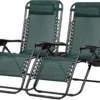 Set of 2 Relaxing Recliners Patio Chairs Adjustable Steel Mesh Zero Gravity Lounge Chair Beach Chairs with