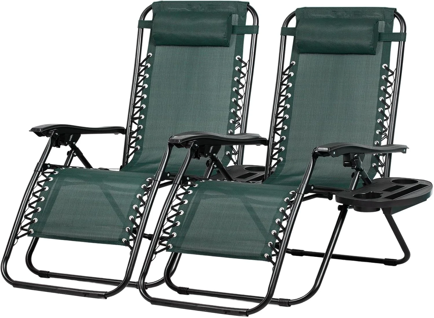 Set of 2 Relaxing Recliners Patio Chairs Adjustable Steel Mesh Zero Gravity Lounge Chair Beach Chairs with