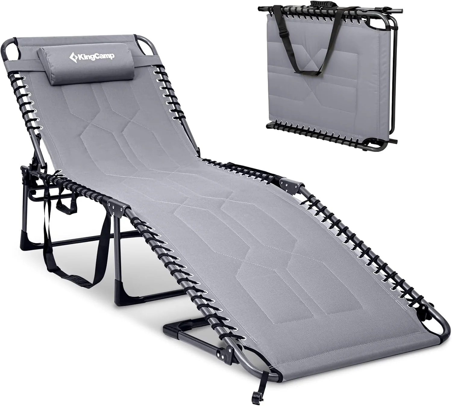 Oversized Tanning Chair, Extra-Wide Padded Folding Chase Lounge Chairs Portable Adjustable 5-Position 440lbs - Image 2