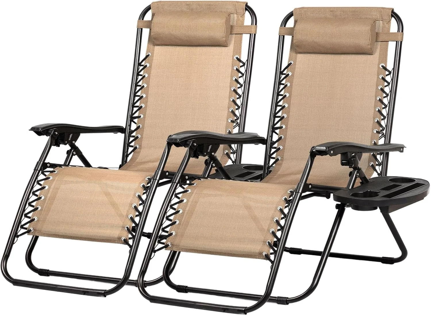 Set of 2 Relaxing Recliners Patio Chairs Adjustable Steel Mesh Zero Gravity Lounge Chair Beach Chairs with - Image 12