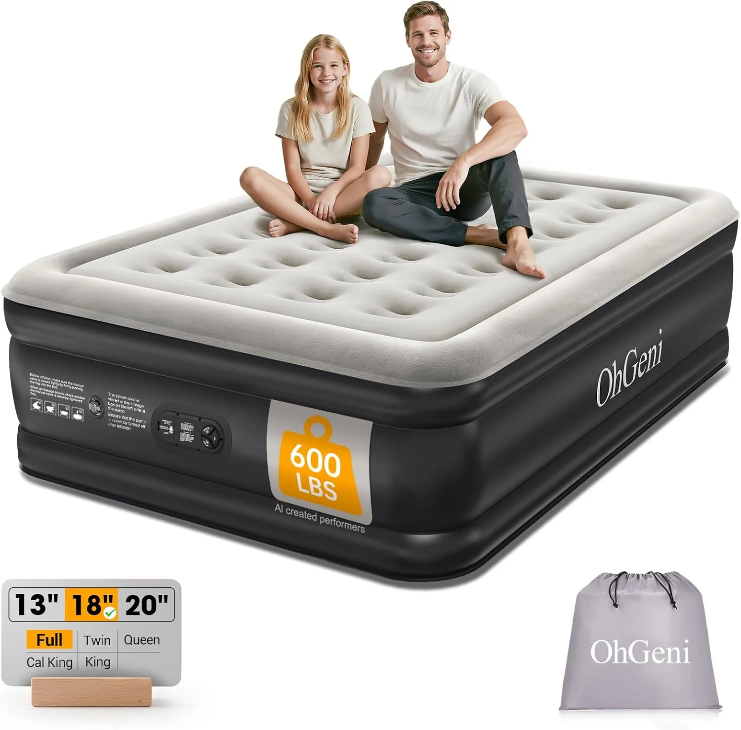 Air Mattress Queen with Built in Pump, 18 Raised Inflatable Blow Up Mattress, Upgraded Surface Portable Bed for - Image 8