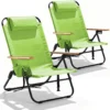 2 Pack Premium 5-Position Reclining Camping Chair, Portable Folding Lightweight Outdoor Chair with Wooden