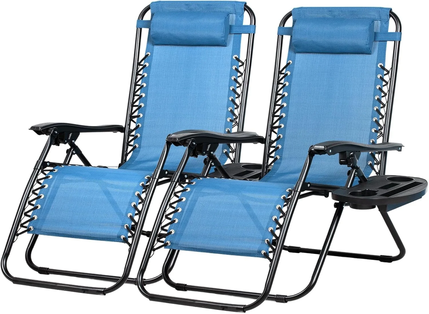 Set of 2 Relaxing Recliners Patio Chairs Adjustable Steel Mesh Zero Gravity Lounge Chair Beach Chairs with - Image 2