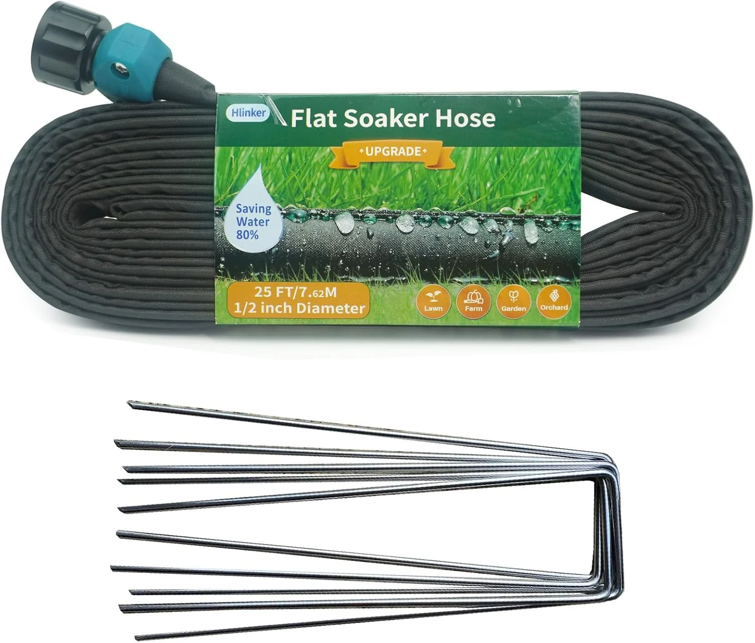 2026 Flat Soaker Hose 200 ft (50ft 4Packs) with Stake for Garden, Linkable Drip Hose Diy Automates Garden - Image 6