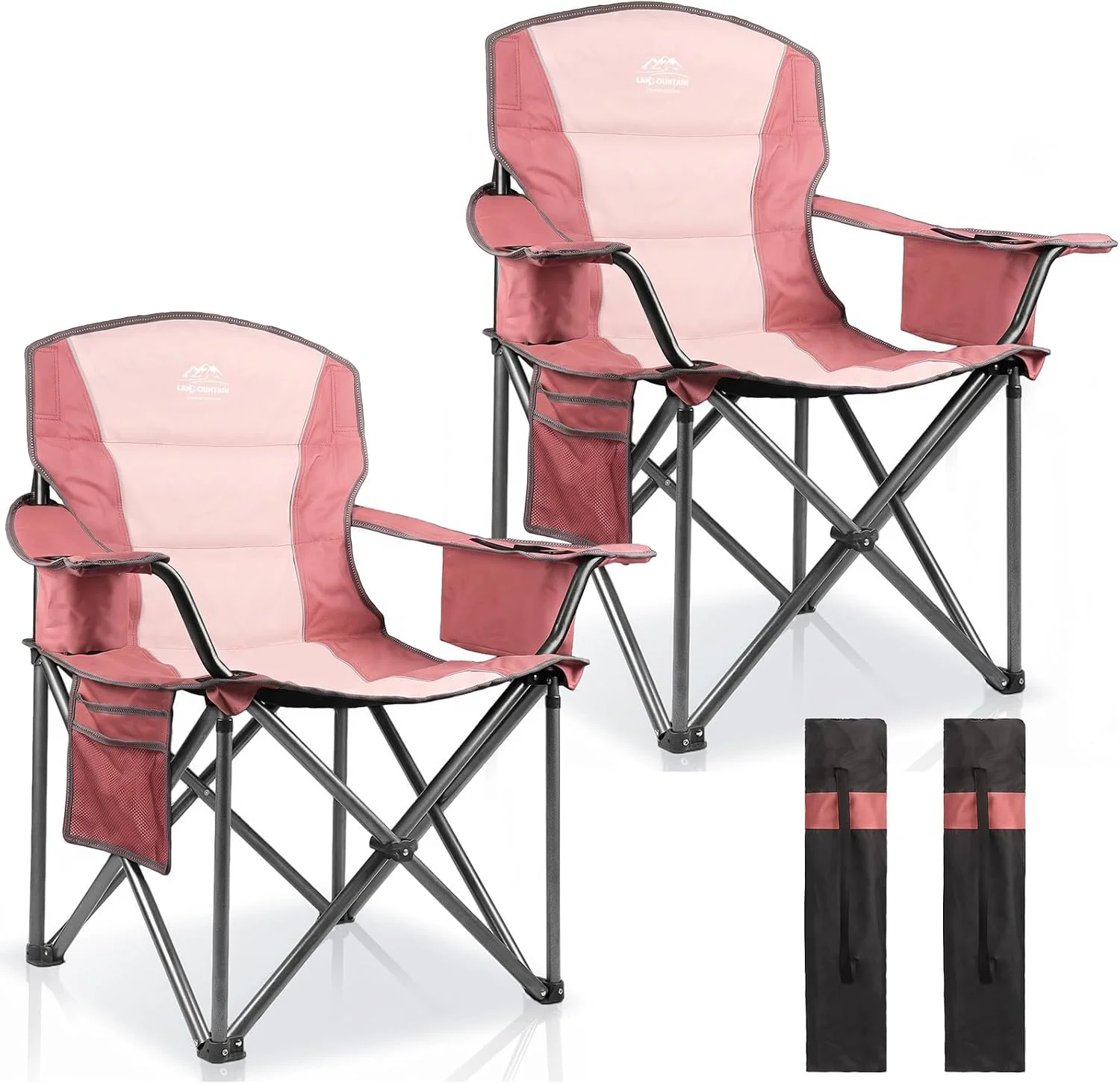 2 Pack Padded Oversized Camping Chairs for Adults, Heavy Duty Support 400 Lbs, Folding Portable Lawn Chair - Image 10