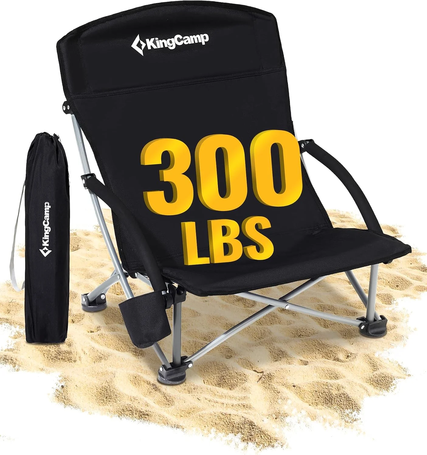 Low Beach Chairs 2 Pack, Folding Portable Chair for Adults lightweight Extra Wide Ergonomic High Back Seat - Image 3