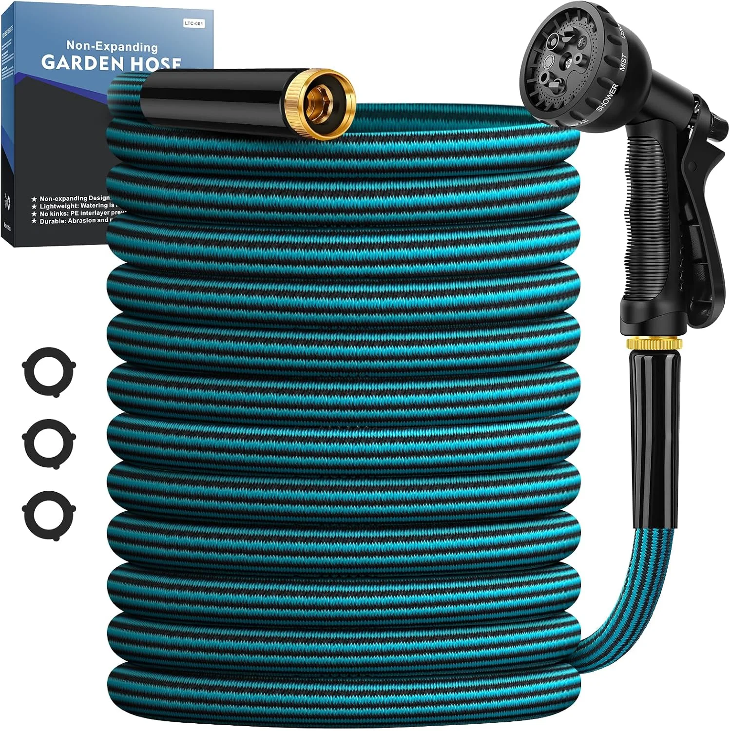 Hose 50FT, Non-Expanding Water Hose Ultra Lightweight With Nozzle - For Garden Watering - Image 2