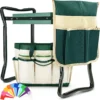 Upgraded Garden Kneeler and Seat with Thicken & Widen Soft Kneeling Pad, Heavy Duty Foldable Gardener Stool with 2