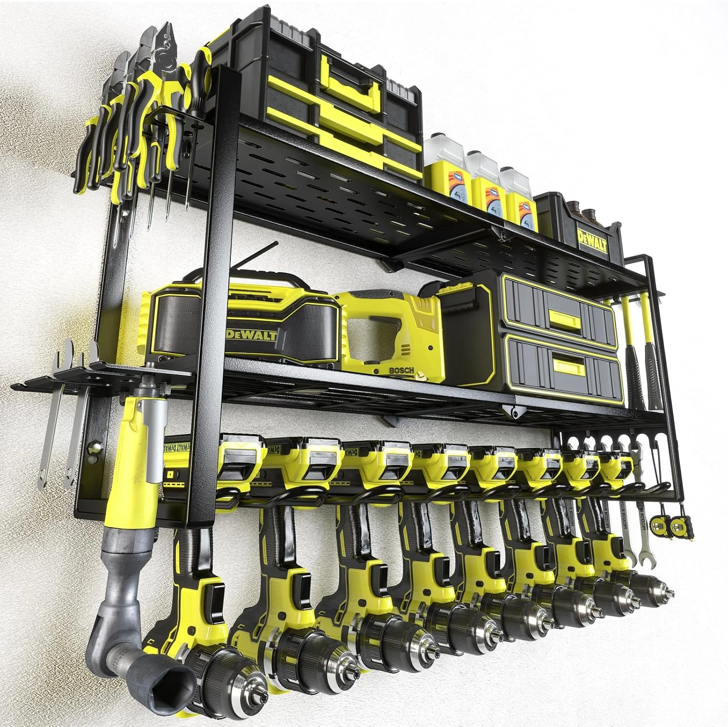 Power Tool Organizer, 4 Layer Drill Holders Wall Mount, Heavy Duty Metal Organizers and Storage Rack for Garage - For Garage Organization - Image 2