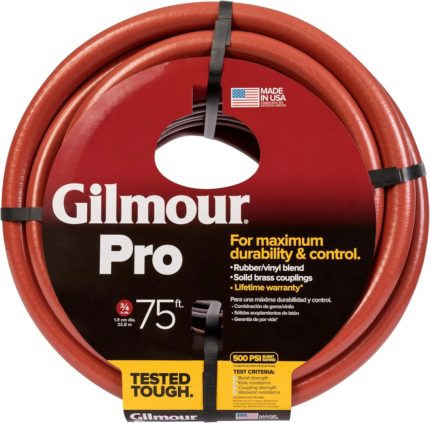 Pro Commercial 3/4 x 75' Heavy Duty Water Hose, Durable and Kink Resistant 75 ft Garden Hose