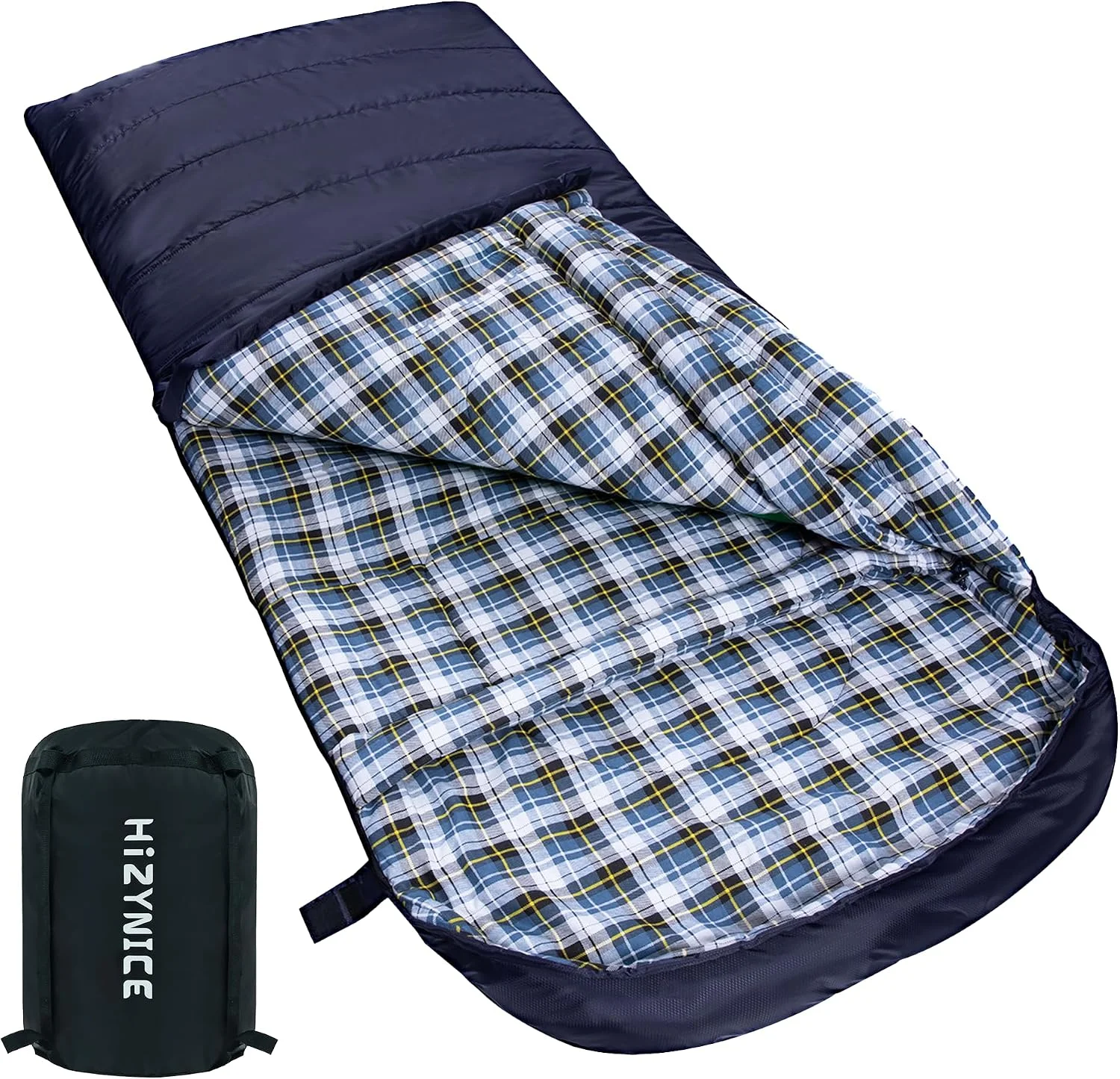 Cold Weather Sleeping Bag 100% Cotton Flannel XXL for Adults Big and Tall, Free Compression Sack - Image 5
