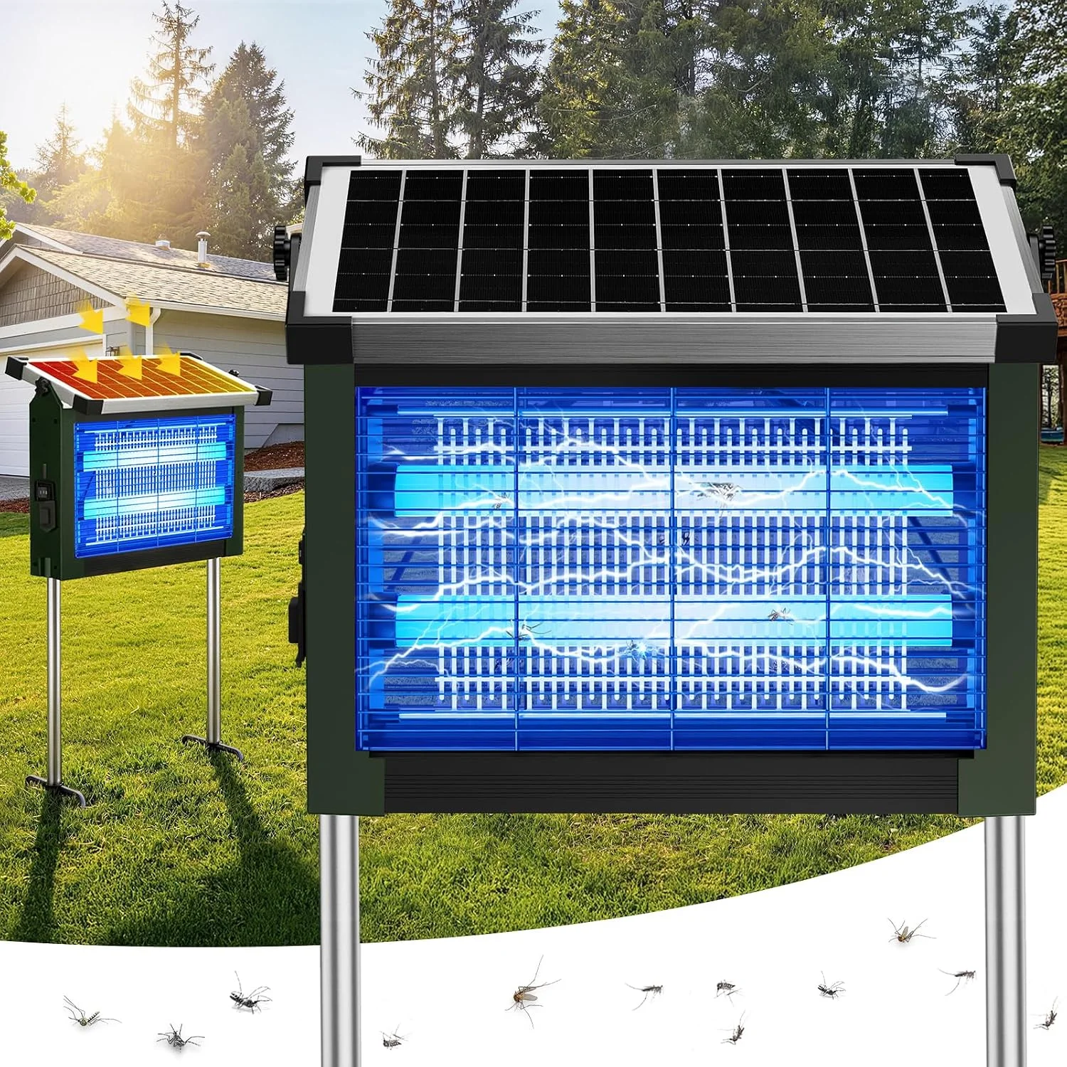 Bug Zapper Outdoor, 4500V Solar Mosquito Zapper for Outdoor & Indoor, 1/2 Acre Coverage Cordless Rechargeable - Image 4