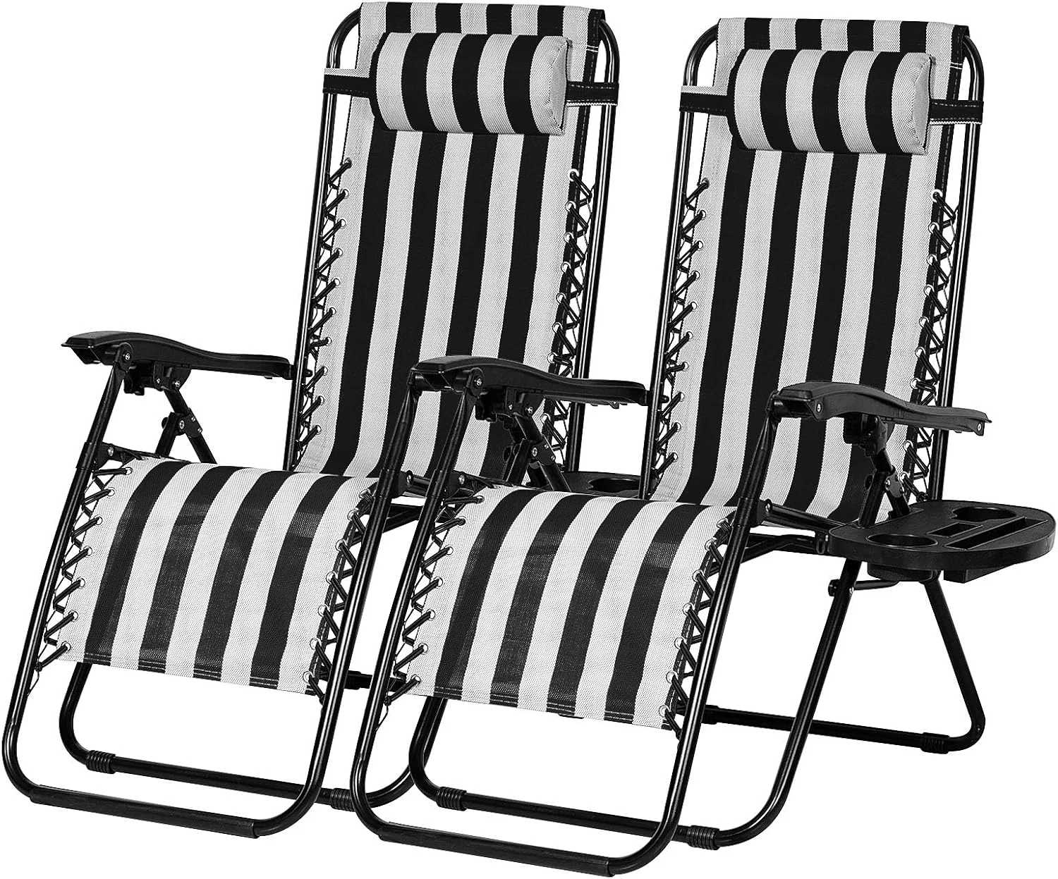 Set of 2 Relaxing Recliners Patio Chairs Adjustable Steel Mesh Zero Gravity Lounge Chair Beach Chairs with - Image 10