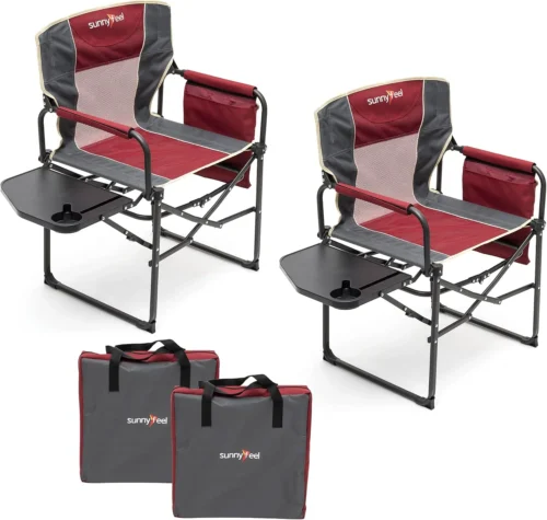 Camping Directors Chair, Heavy Duty, Oversized Portable Folding Chair with Side Table