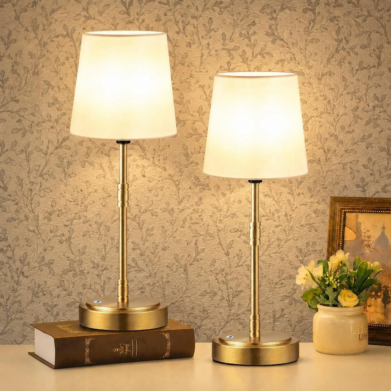 Table Lamp Set of 2 - Battery Operated Lamp with 7500mAh Rechargeable Battery, Dimmable, Bulb Included - Image 4