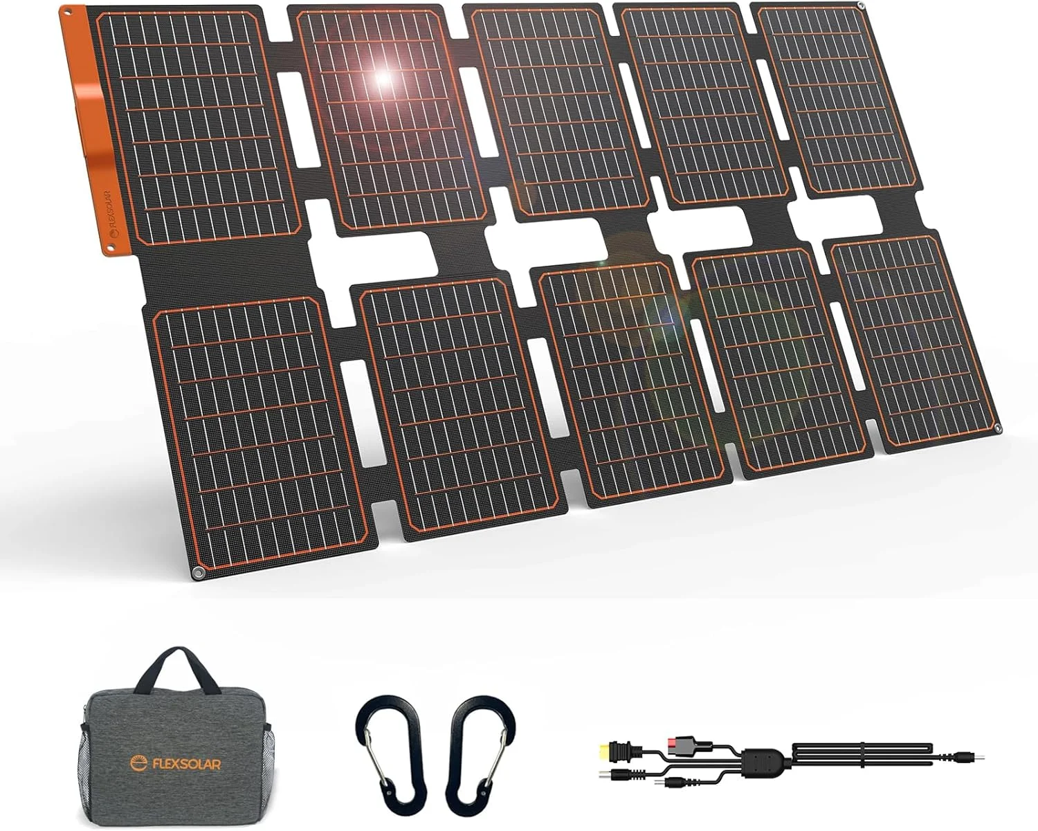 100W Portable Solar Panels Chargers with PD3.0 USB-C, QC3.0 USB-A and DC Outputs Foldable IP67 Waterproof