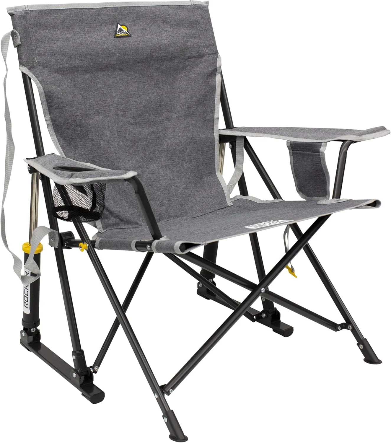 Outdoor Kickback Rocker Outdoor Rocking Chair with Beverage Holder - Image 5