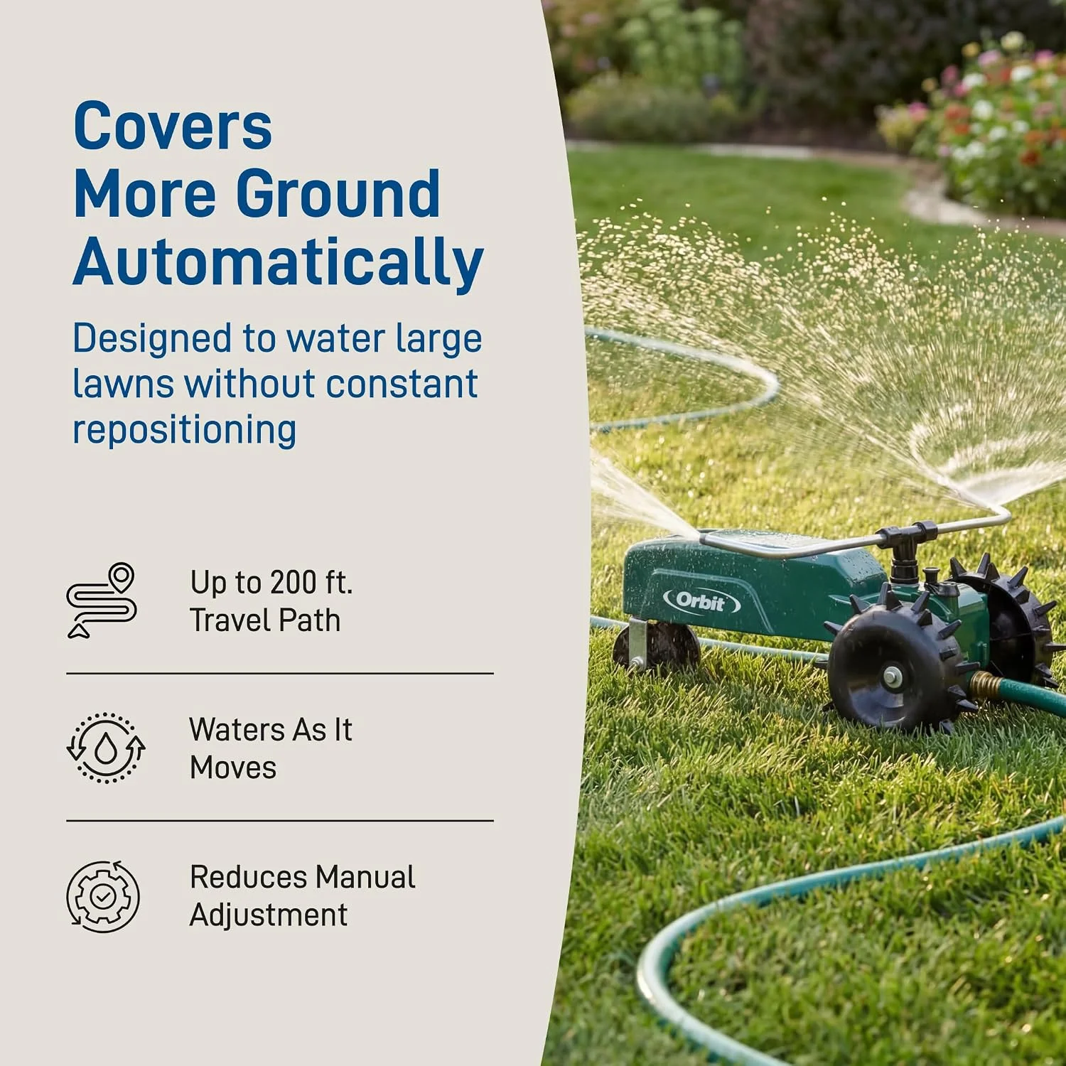 Traveling Tractor Water Sprinkler, Self-Propelled Traveling Sprinkler for Wide Lawn Coverage - Image 5
