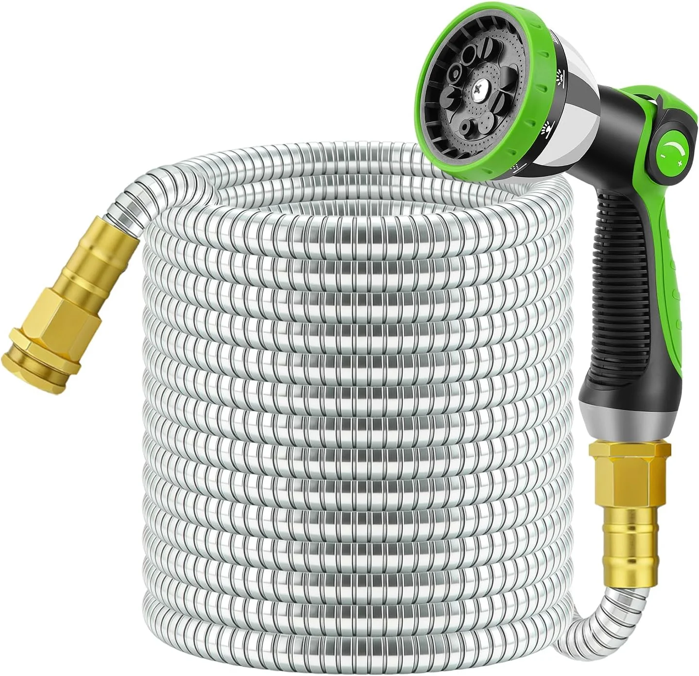 Non-Expandable Garden Hose 100 FT, Lightweight Hose with 10 Function Spray Nozzle, 360?? Swivel Connectors - Image 5