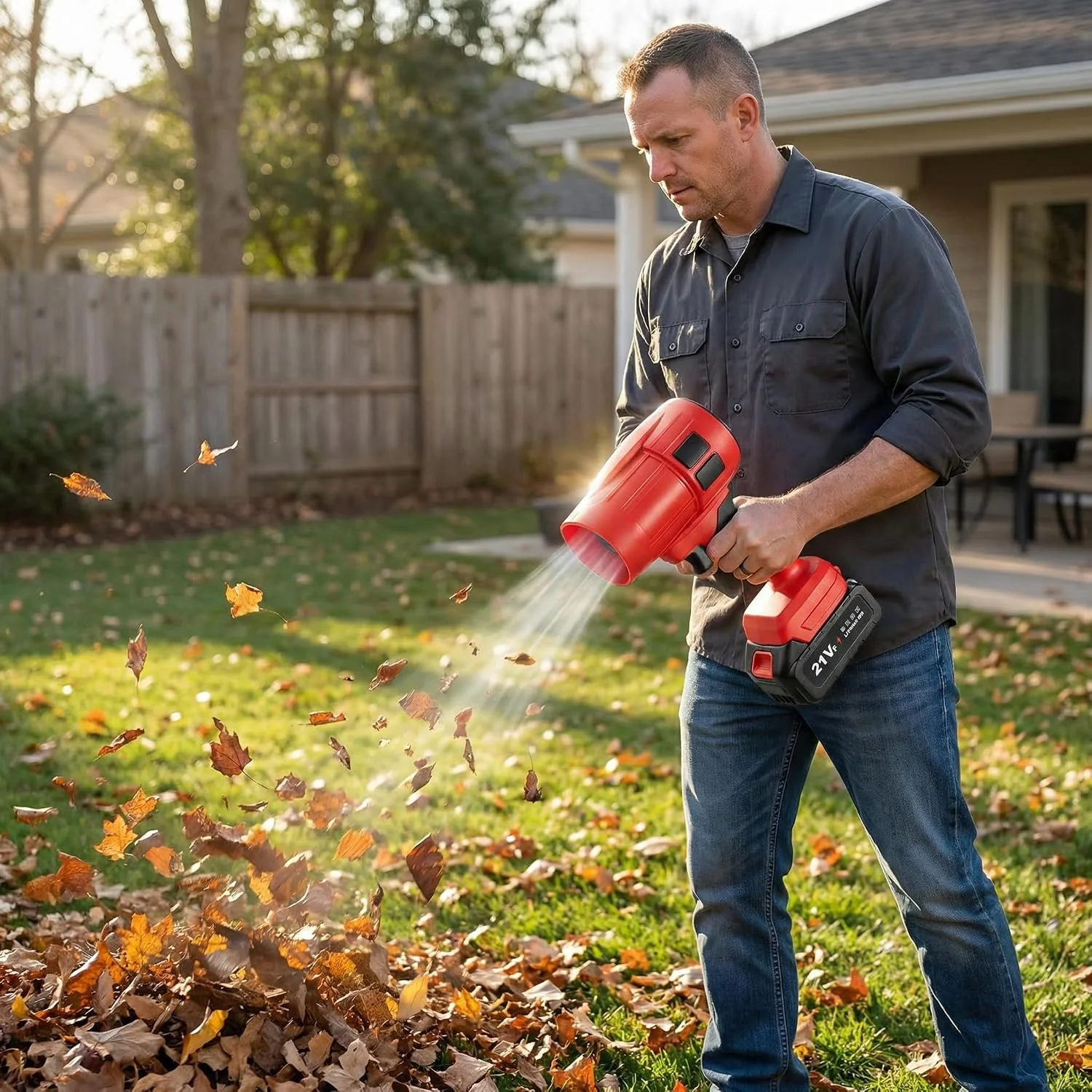 Ranger Power Leaf Blower, 21V Cordless Leaf Blower, 2X 4.0Ah Batteries Handheld Electric Blower Ideal for Yard - For Yard Cleanup - Image 7