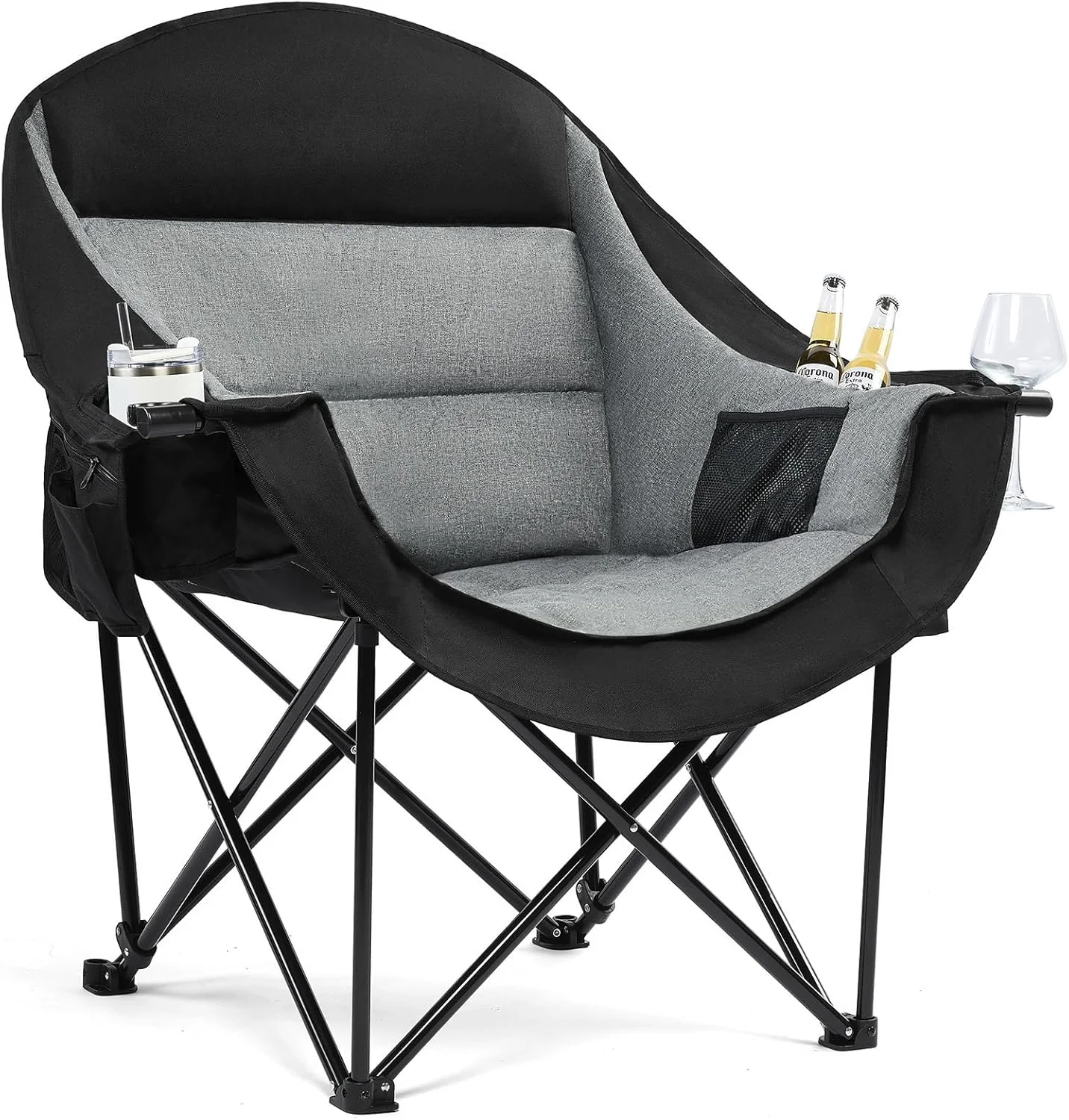 Camping Chairs for Adults, Heavy Duty Padded Outdoor Folding Lawn XL Camp Chair with Cup Holder Cooler Pockets - Image 14
