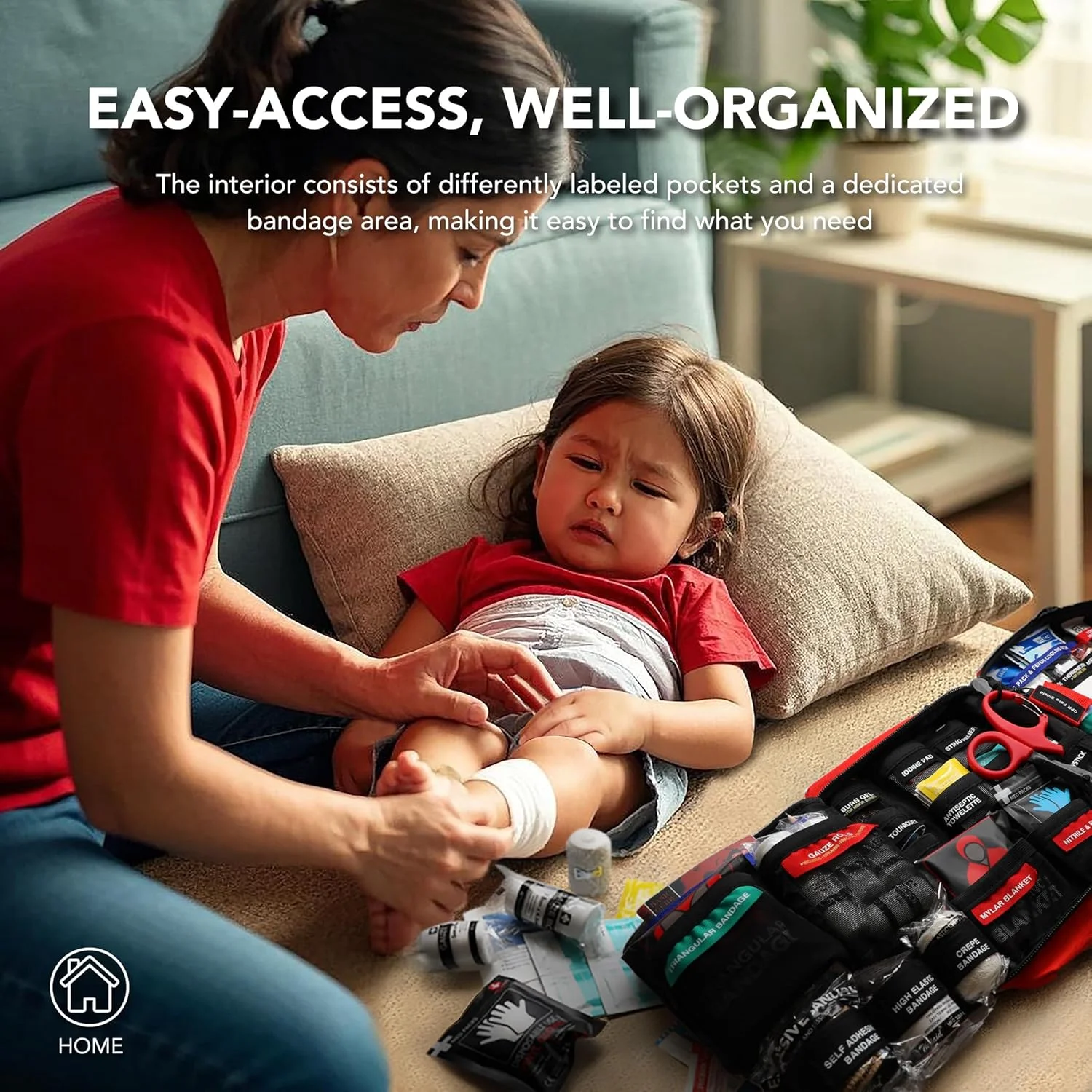 First Aid Kit, Well-Organized Premium Waterproof Compact Trauma Medical Kits for Any Emergencies, Set of 430 - Image 2