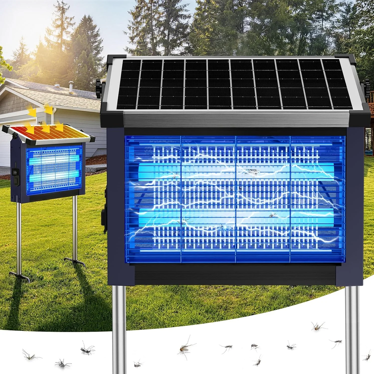 Bug Zapper Outdoor, 4500V Solar Mosquito Zapper for Outdoor & Indoor, 1/2 Acre Coverage Cordless Rechargeable - Image 2