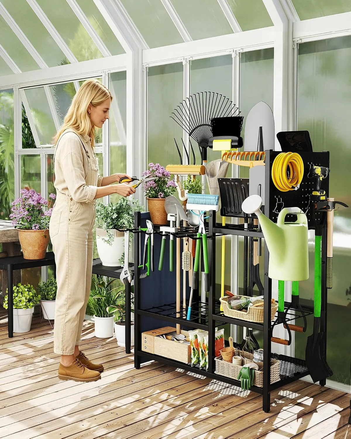 Garden Tool Organizer with Pegboard, Yard Tool Holder Standing for Garage Organization, Up to 30 - For Garage Organization - Image 9