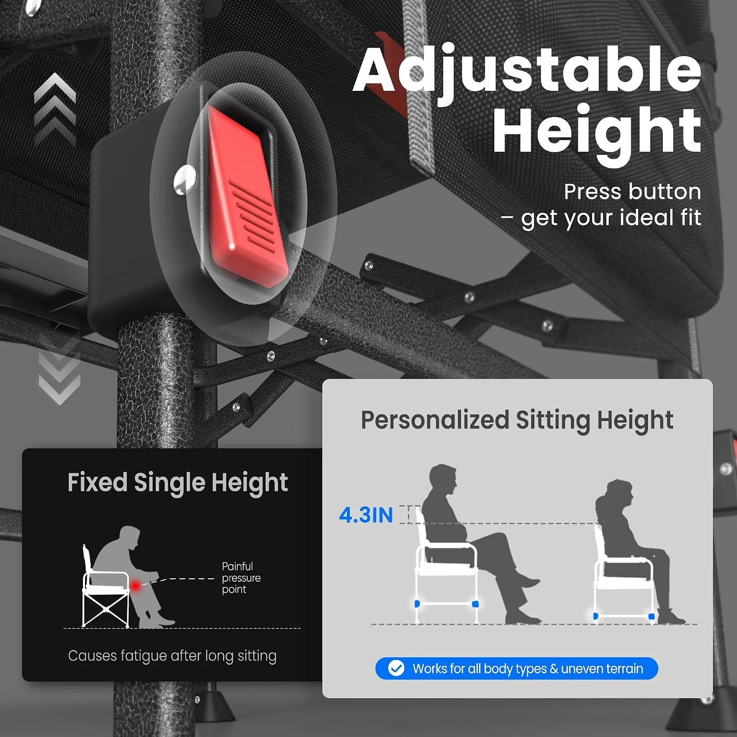 Folding Camping Director Chairs, Adjustable Height - Image 4