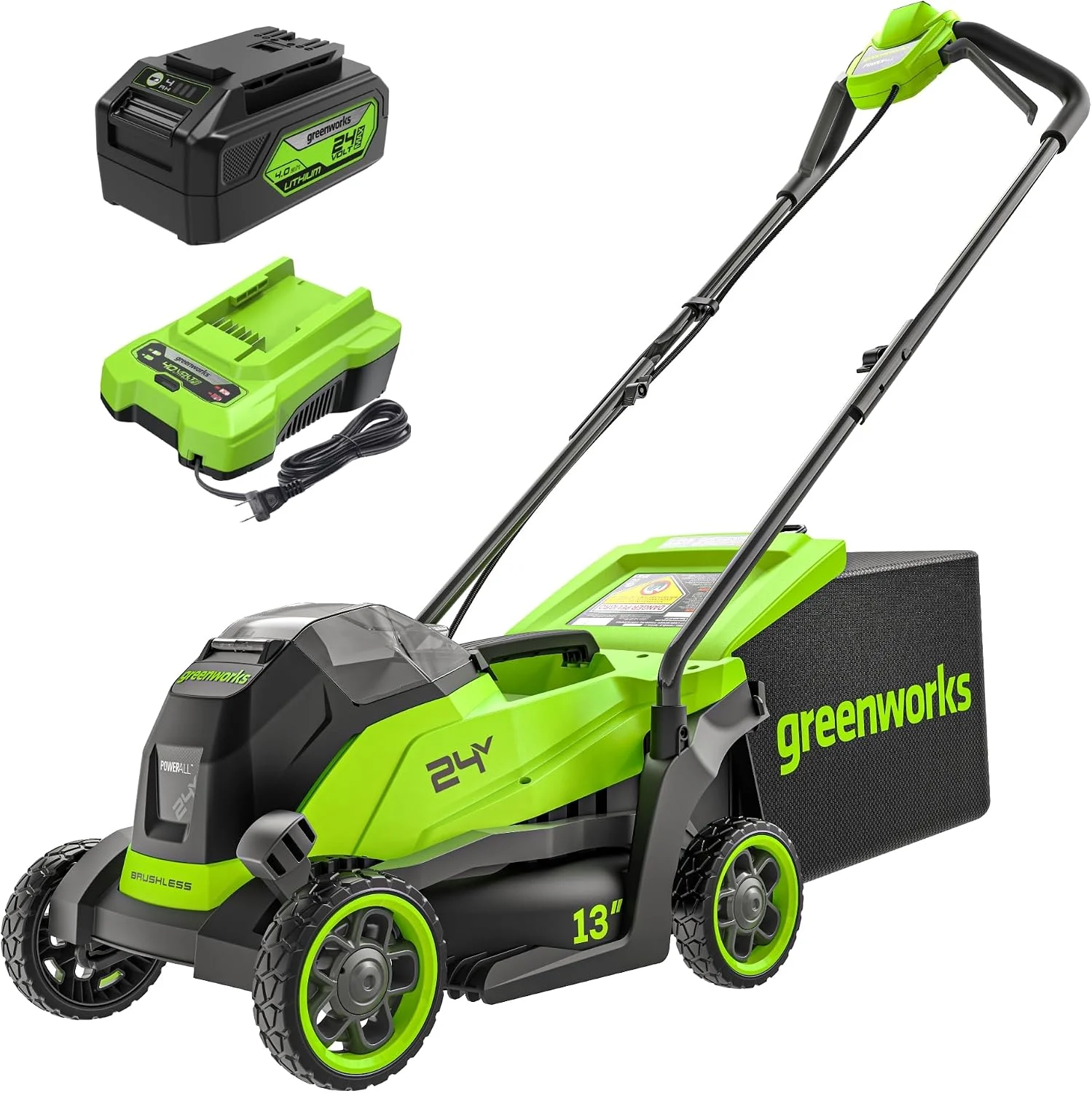 24V 13 in Push Lawn Mower, 4.0 Ah Battery and Charger - For Lawn Care - Image 3