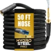 PRO 100 Ft Heavy Duty Metal Garden Hose with Nozzle, Water Hose Made from 304 Stainless Steel, 5/8?? Diameter