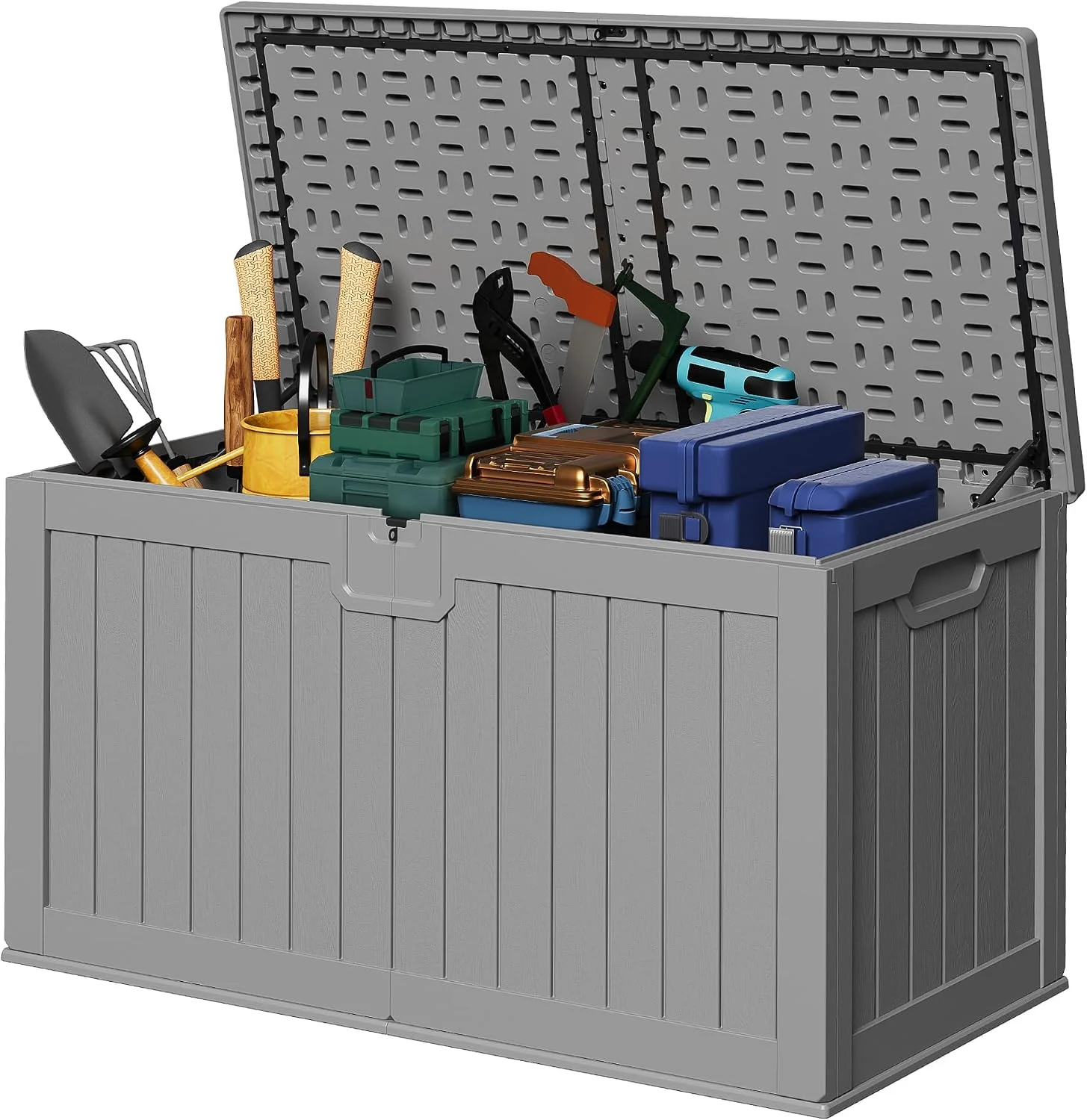 78 Gallon Deck Box, Waterproof Resin Outdoor Storage Box - Image 9
