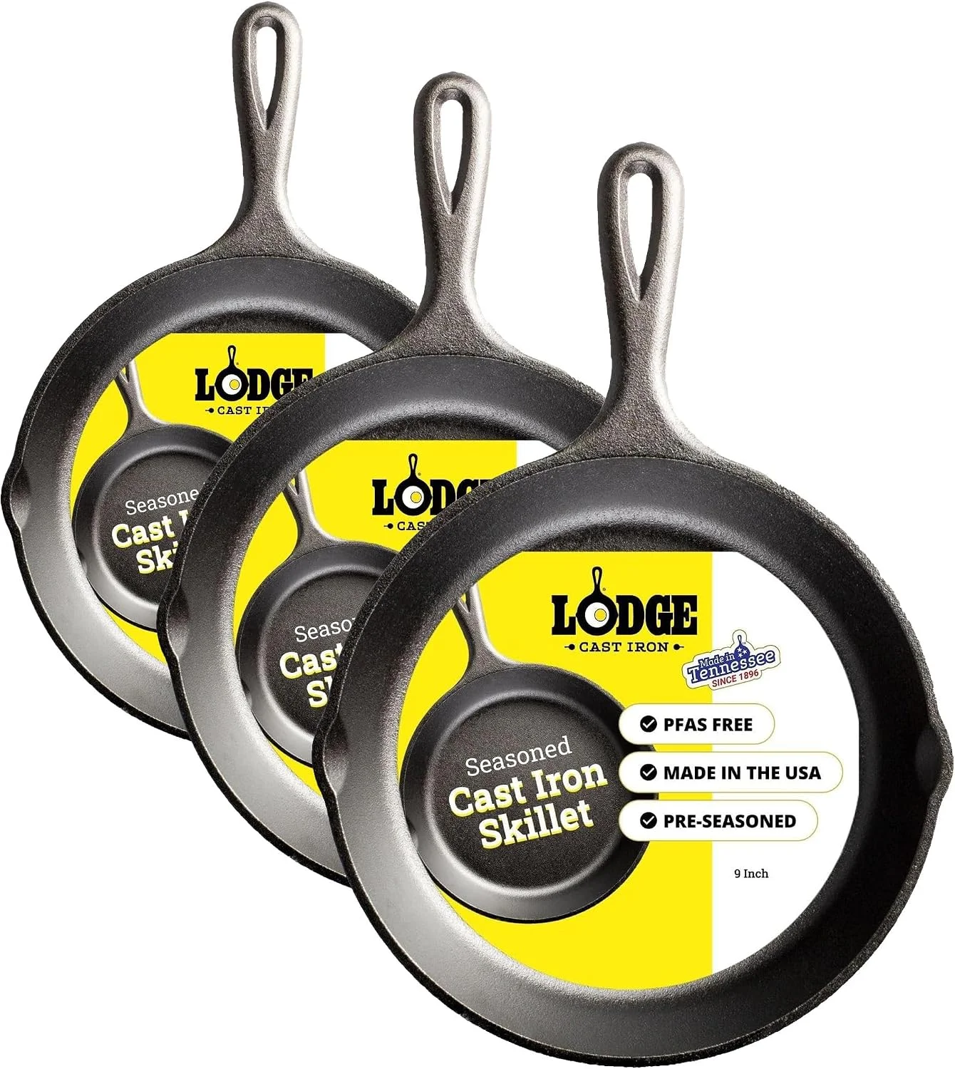Seasoned Cast Iron Skillet Set 8, 10.25 & 12 Inches - Image 4