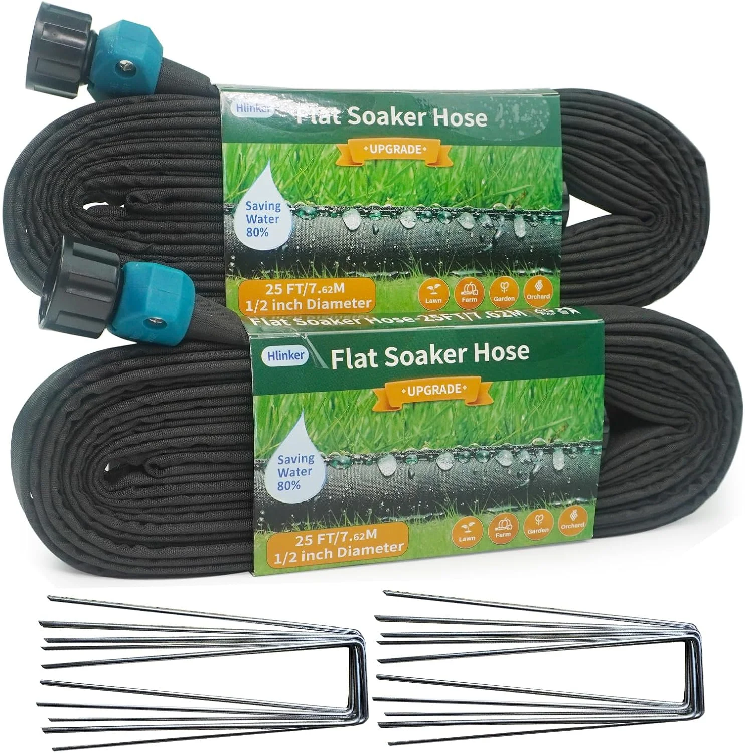 2026 Flat Soaker Hose 200 ft (50ft 4Packs) with Stake for Garden, Linkable Drip Hose Diy Automates Garden - Image 7