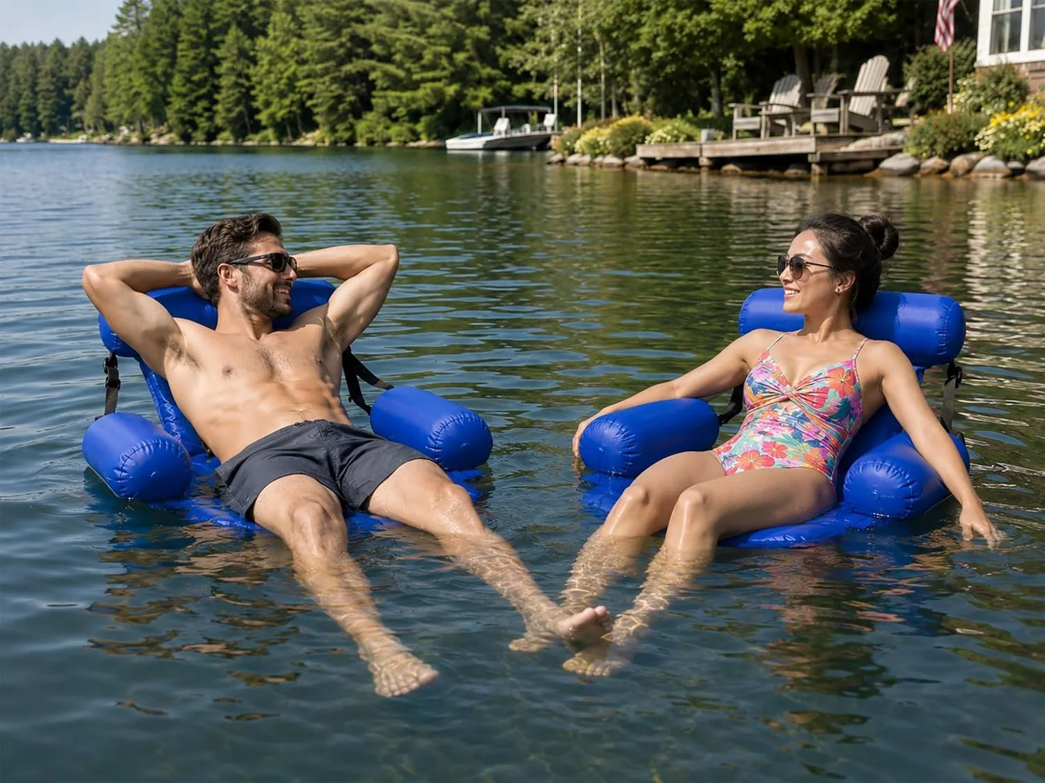 2-Pack Water Chair Inflatable Pool Float Lounges for Adults, Adjustable Reclining Water Chairs for Pool - Image 2