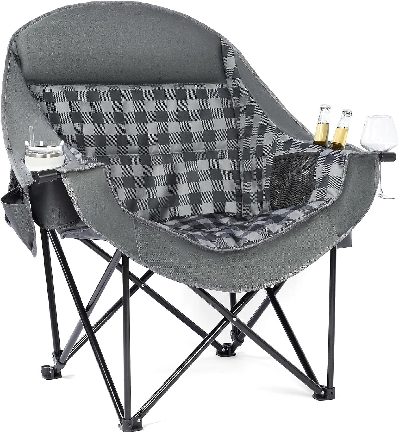 Camping Chairs for Adults, Heavy Duty Padded Outdoor Folding Lawn XL Camp Chair with Cup Holder Cooler Pockets - Image 15