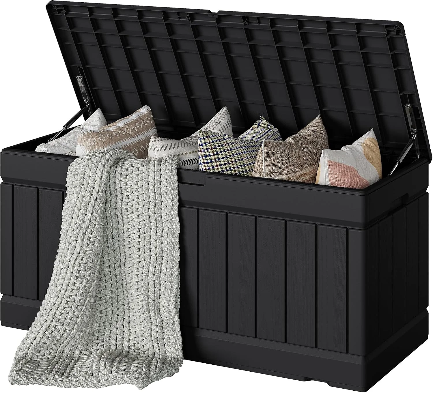78 Gallon Deck Box, Waterproof Resin Outdoor Storage Box - Image 2