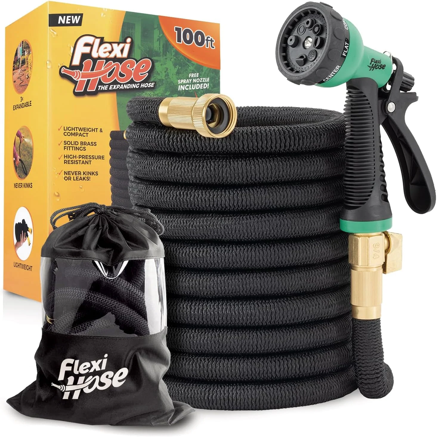 Hose Plus Expandable Garden Hose with 8 Function Nozzle, 100FT, Lightweight Retractable Garden Hose - Image 4