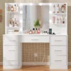 Large Vanity Desk with LED Lighted Mirror & Power Outlet, Makeup Vanity Table with 7 Drawers